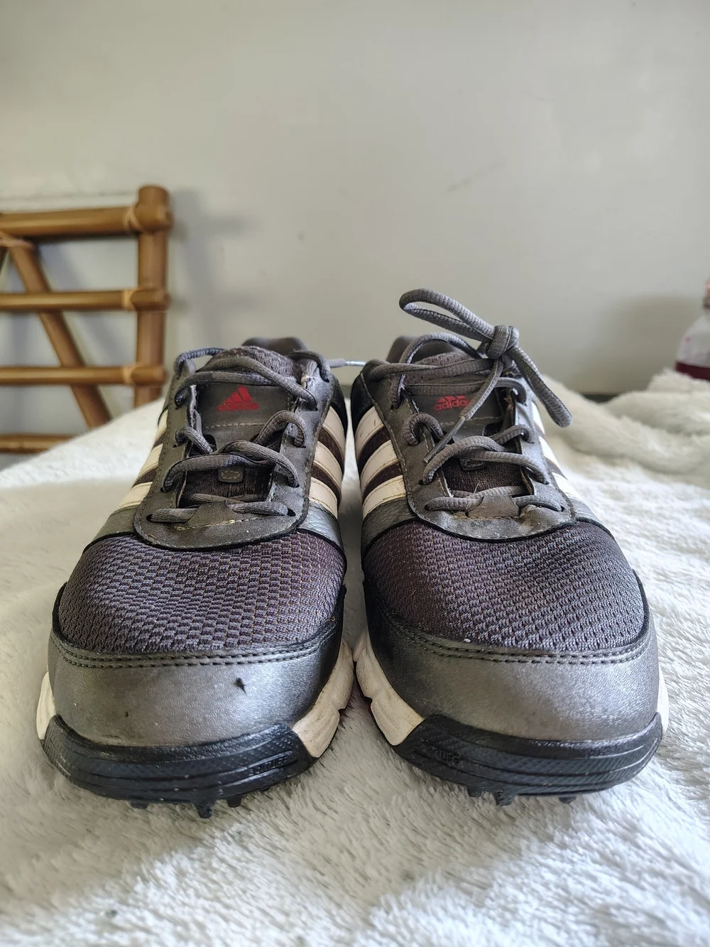 adidas Men's Golf Shoes in Gray with Red Traction